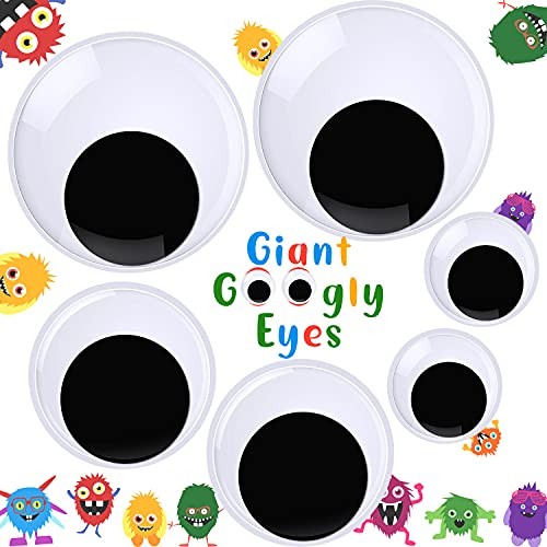 Gejoy 6 Pcs Giant Wiggle Googly Eyes with Self Adhesive Large Black Plastic 