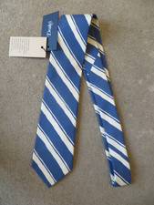 DRAKES KRAWATTE 100 % SEIDE BLAU & CREME GEST...