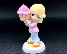 Precious Moments Girl Holding Birthday Cupcake Figurine Happy Birthday