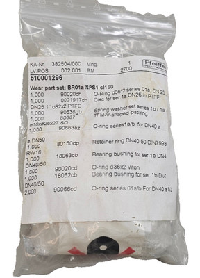 Pfeiffer b10001296 BR01a NPS1 CL150 Wear Part Set 382504/000 O-Ring/Bushings