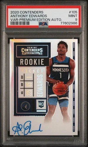 2020 Contenders: Var. Premium Edition PSA 9 Anthony Edwards Rookie Auto WOLVES