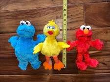 Set of 3 9-10 In Sesame Street Plush Elmo, 2010 Cookie Monster  Big Bird 2013