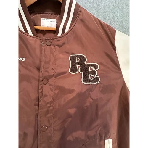 Riot Empire Mens No Bad Vibes Varsity Jacket Brown Cream XL MNJK3060-BRN-RE image 4