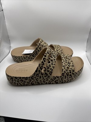 Women s Leopard Print Crocs Sandles Size 10 #879