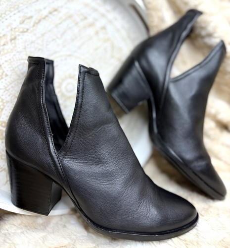 Jo Mercer Leather Cut Out Ankle Boots Black Block Heels Women’s Shoes SIZE 40 - Picture 17 of 23