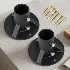 Curtain Rod Wall Bracket Black Flange Design for Closet and Wardrobe Use