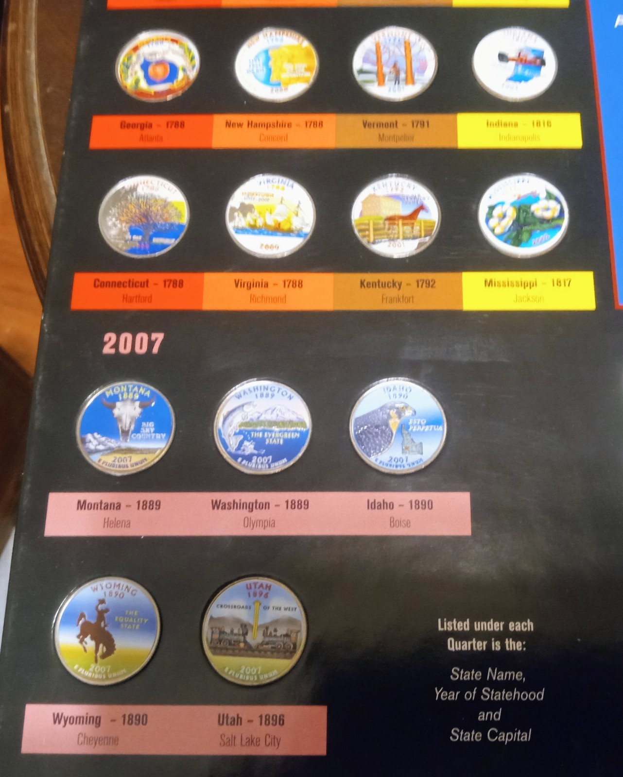 50 State Quarters W/Territories colorized, Set of 56 /album w/Booklet on states