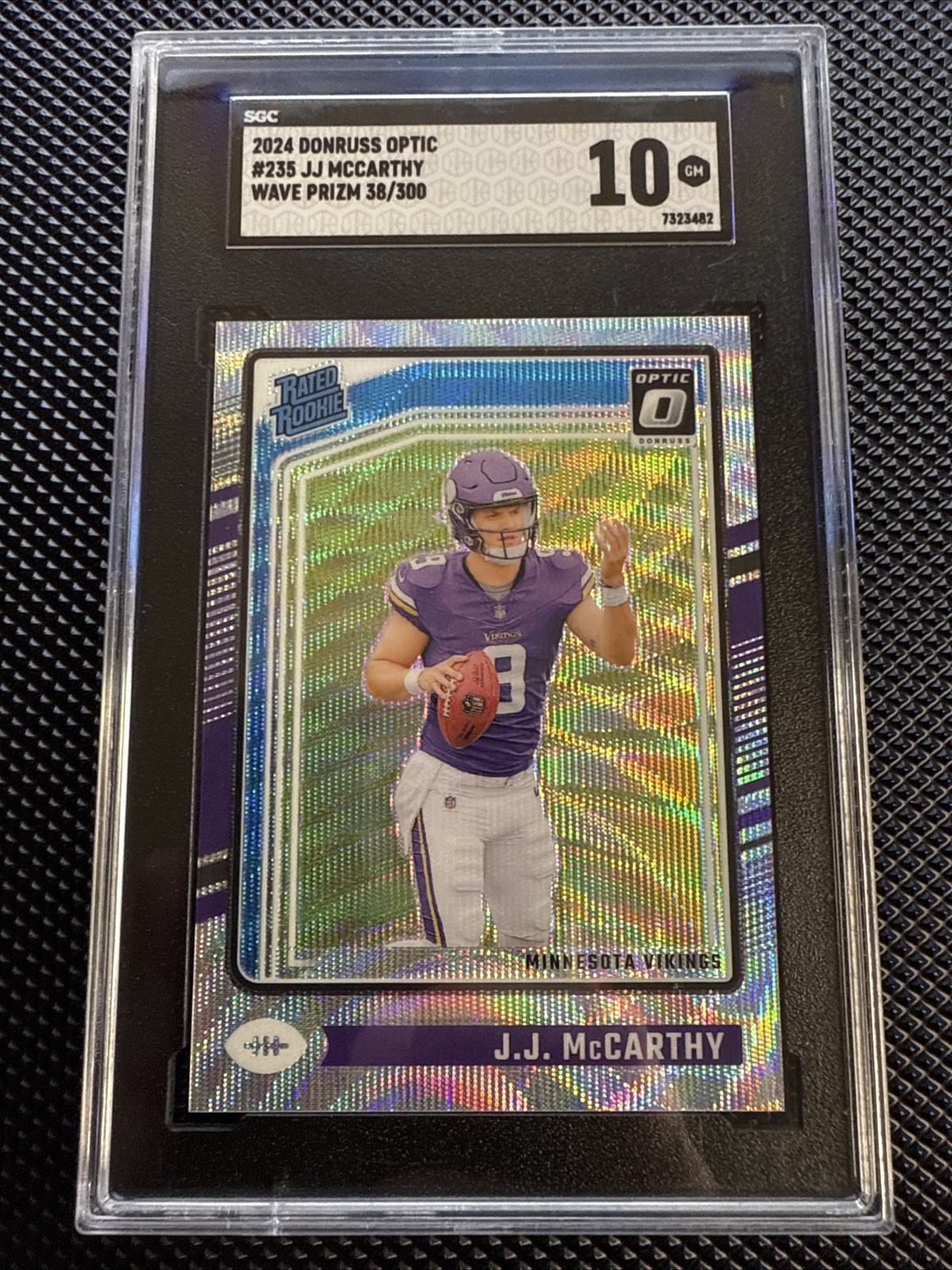 2024 Panini Donruss Optic - Rated Rookie J.J. McCarthy #235 Wave Prizm /300 (RC)