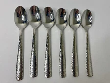 Place Soup Spoons Gourmet Settings MOONLIGHT Stainless 18/10 Hammered Flatware 6