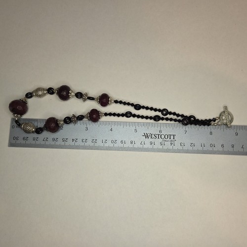 Vintage Sterling Silver Black & Deep Red Demi-Parure Necklace Bracelet Earrings - Picture 22 of 22