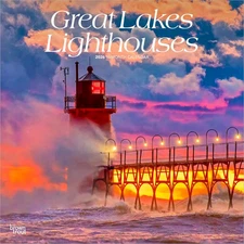 BrownTrout,  Lighthouses Great Lakes 2026 Wall Calendar, 12'' X 12'', 16-Month C