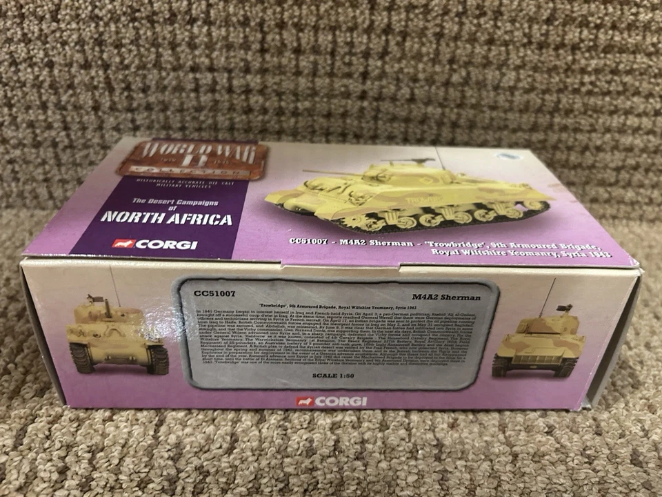 Corgi 1:50 UK M4A2 Sherman "Trowbridge" Royal Wiltshire, Syria 1943, No. CC51007 - Image 3 of 4