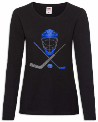 Ice Hockey Tools Damen Langarm T-Shirt Player Love Addiction Hockey Stick