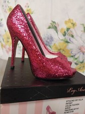 Leg Avenue 5011 Ella-Pink Fushia Glitter Peep Toes NIB 5" Stiletto Heel Size 9