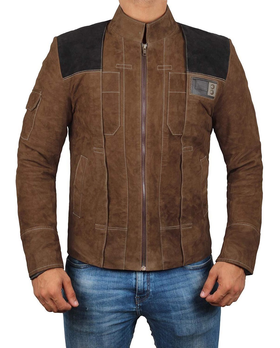 Men's Han Solo A Star Wars Story Jacket Brown Suede Leather Biker Jacket - Main Image