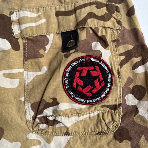Tribal Gear Shorts Mens Size 38 Cargo Camo Canvas Street Wear Vtg Y2k Baggy Tan - Picture 7 of 8