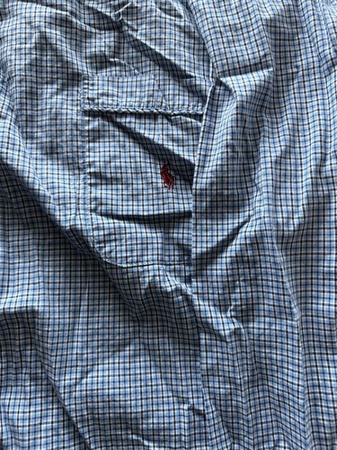 Polo by Ralph Lauren Mens Pajama Shirt XL Blue Plaid Cotton - Picture 4 of 7
