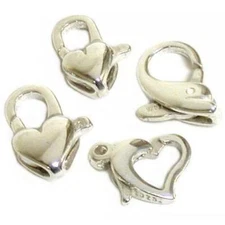 4 Sterling Silver Lobster Claw Heart & Dolphin Clasps
