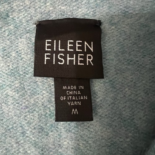 Eileen Fisher Wool Cashmere Sweater Cardigan Size Medium Blue Italian Yarn - Picture 3 of 4