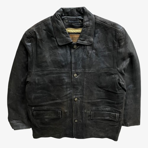 Vintage 90s Men's Redskins Faded Dark Brown Leather Pilot Jacket, Army Military