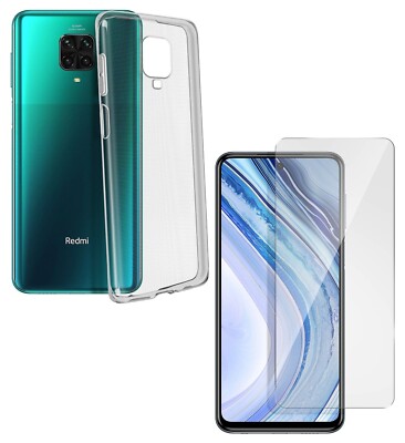 For XIAOMI REDMI NOTE 9 PRO TEMPERED GLASS SCREEN PROTECTOR + CLEAR TPU CASE GEL