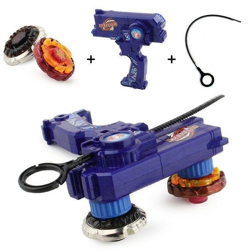 Beyblade Metal Fusion Toys Giroscopio Spinning Doppio Lanciatore Mano Spinner Blu - Foto 17 di 24