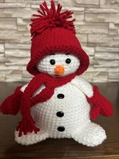 Handmade Crochet Christmas Male Snowman Doll