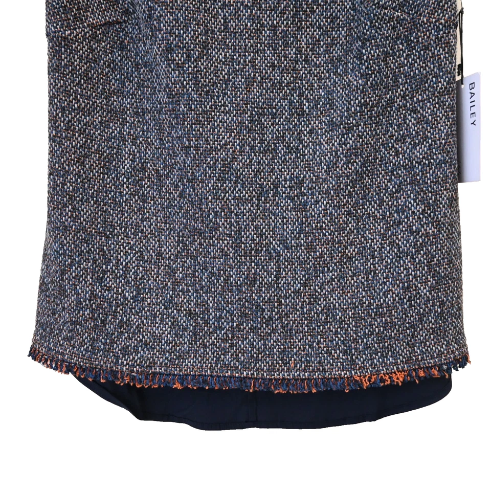 Top Bailey/44 Hopper Tweed Talla XS Azul Naranja Sin Mangas Flecos Borde de Cuero Foto 3 de 4