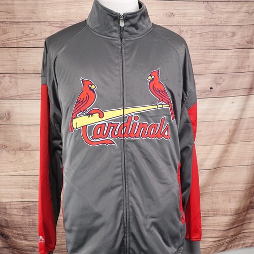 MAJESTIC GREY RED FULL ZIP UP TRACK JACKET MENS SIZE 4XL - Imagen 2 de 7