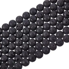 PH PandaHall 470pcs 8mm Lava Beads Natural Black Bead Black Lava Beads Oil Di...