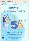Bluey Digital Invitation for Birthday Party, e-invitation, i phone, You Print