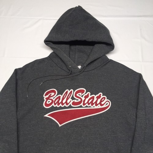 Vintage Ball State University Hoodie Mens Small Gray Pullover College Hipster - Picture 2 of 8