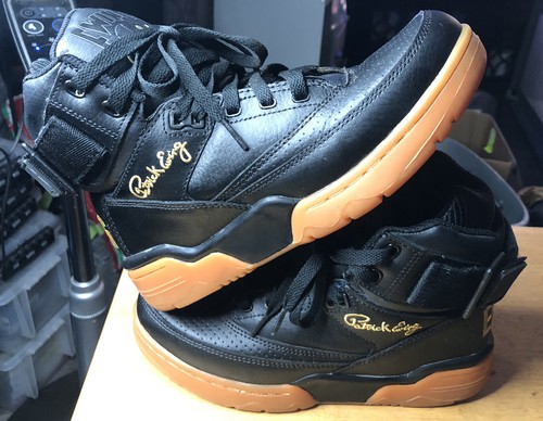 PATRICK EWING ATHLETICS 33 HI BLACK GUM LEATHER BASKETBALL SNEAKERS Sz6