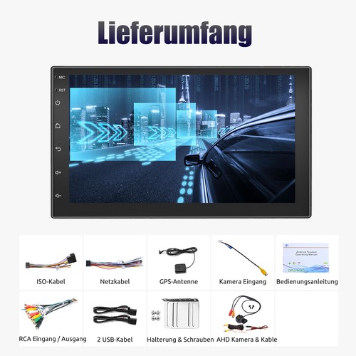 7" Carplay Autoradio Android 13 2+32G GPS SAT NAV RDS WiFi USB ASP 2 DIN Kamera - Bild 13 von 13