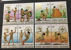 COOK ISLANDS #705-708. 75TH ANNIV. SCOUTING - (O/P) XV WORLD JAMBOREE. MNH