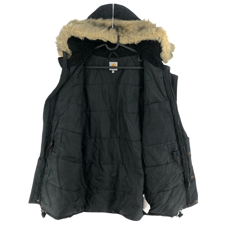 Carhartt Negro con Capucha Acolchada Anchorage Chaqueta Parka Abrigo TALLA XS - Imagen 4 de 4