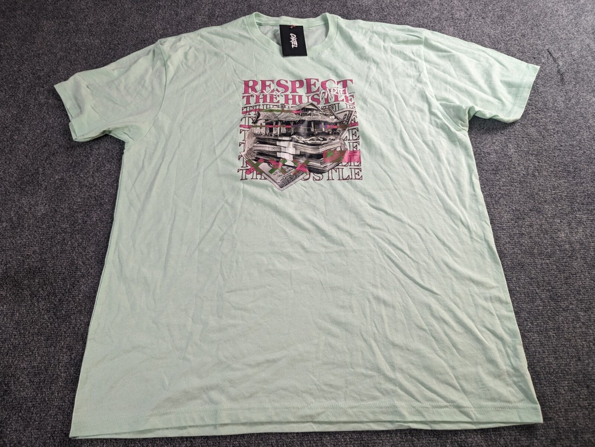 Cartel Tee Mens 2X Mint Green Spellout Logo NWT Respect The Hustle