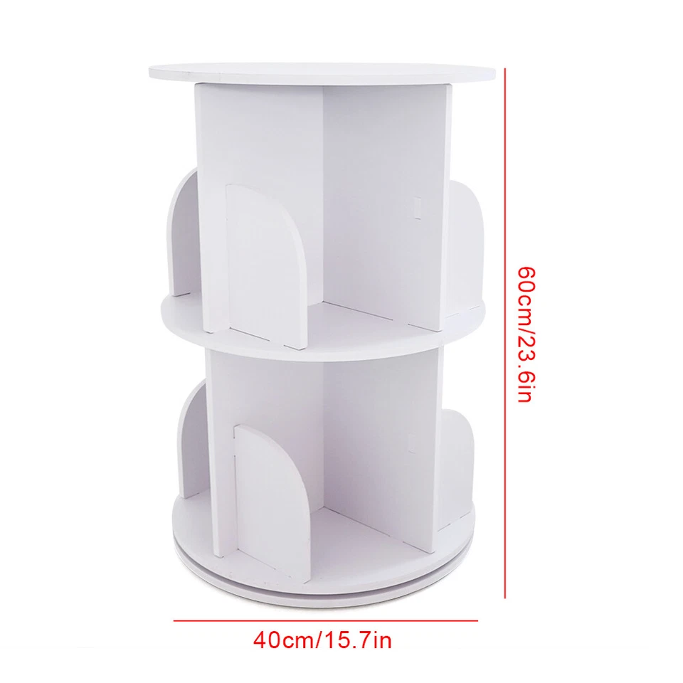 2 Tier Rotating Bookshelf Kids Small Corner Bookshelf for Small Space Bedroom - Image 2 of 4