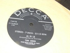 TONI ARDEN 7 inch 33 rpm STEREO Single DECCA Rarity AL DI LA 1958 ITALIAN Englsh