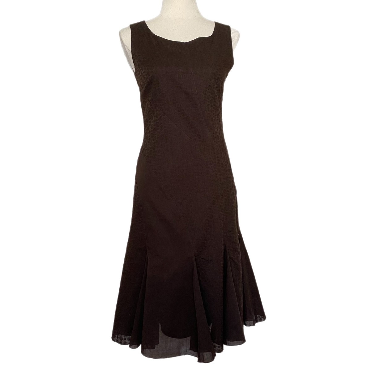 Koos Women's Brown Lined Solid Textured Print Flare Bottom Dress Size 9 |  eBay