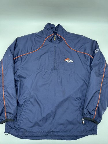 Vintage Reebok NFL On Field Denver Broncos 1/4 Zip Wind Breaker Jacke Large