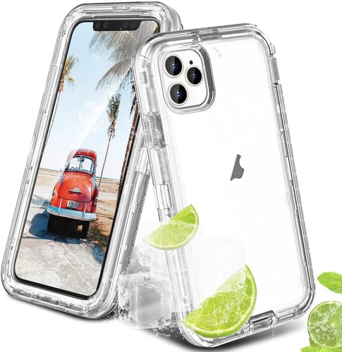 For iPhone 14 13 12 11 Pro 6 7 8 Max XR Shockproof Clear Hard Case +Glass Screen - Picture 1 of 12