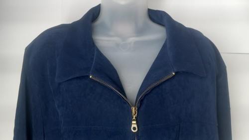Dressbarn Womens Jacket Size 18W Lightweight Navy Blue w/Shoulder Pads - Picture 3 of 6