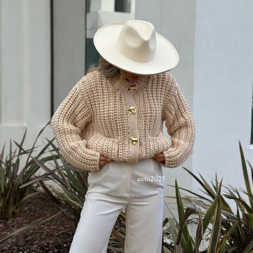Single Breasted Cardigan Women Casual Solid O-neck Pockets Long Sleeve Sweater - Picture 10 of 26