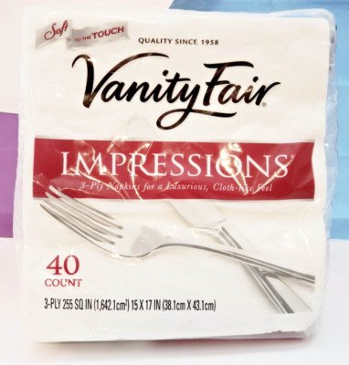Vanity Fair Impressions 3-Ply 40 Napkins for a Luxurious, Cloth Like Feel