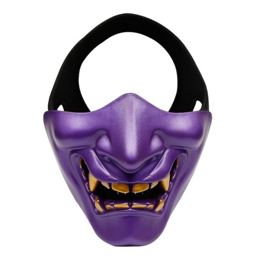 Half Face Masks Monster Kabuki Samurai Airsoft Evil Hannya Oni Noh Cosplay Party - Picture 18 of 20