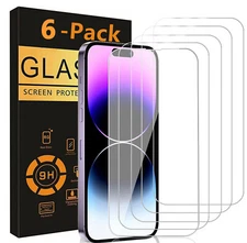 6-Pack Tempered Glass Screen Protector For iPhone 17 16 15 14 13 12 11 Pro Max