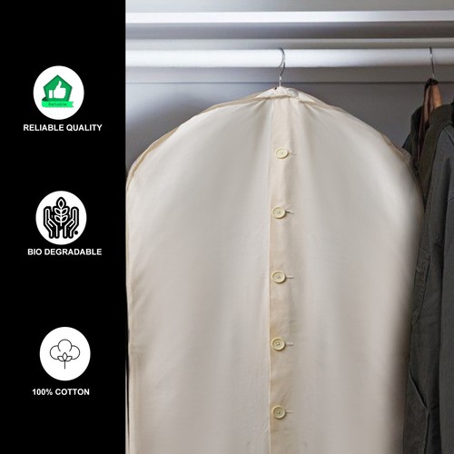 62 Inches Muslin Garment Bag - 100% Organic Cotton - Wedding Dress Bag - Picture 4 of 7