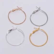 100x Platinum Iron Leverback Earwire Ring Hoop Earring Findings Crafts 20 70mm