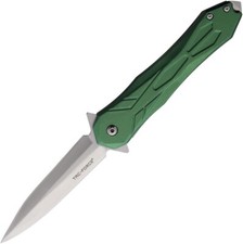 Tac Force Assisted Folding Knife 3 " Stainless Steel Blade Green Aluminum Handle